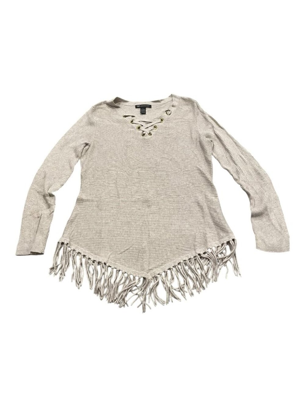 INC International Concepts cream fringe long sleeve size large
